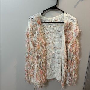 Pastel rainbow shag cardigan